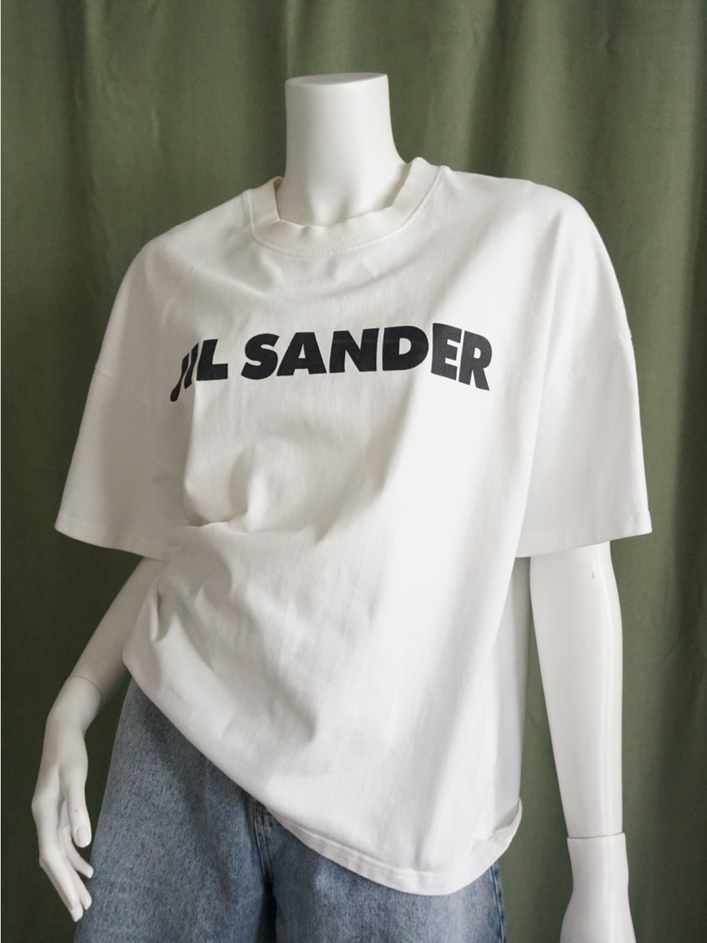 Jil Sander White Cotton Heavy Weight Oversized Logo Tee